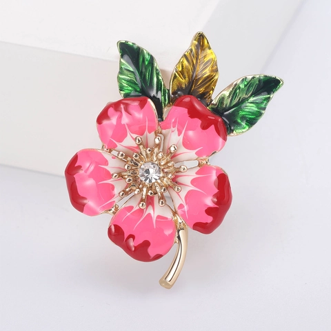 Exquisite Emaille Pfirsichblüte Brosche Pin Legierung Blume Design Mit Strass Für Anzüge Mäntel Damen Elegant Schmuck Geschenk
