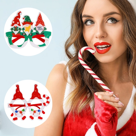 Christmas Decorative Eyeglass Frames Santa Claus Gnome Plastic Felt Party Costume Accessory Kids Adults Novelty Holiday