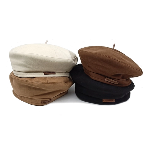 Béret En Laine Pour Femmes Style Japonais Rétro Britannique Chapeau De Peintre Réglable Avec Étiquette En Cuir Accessoires