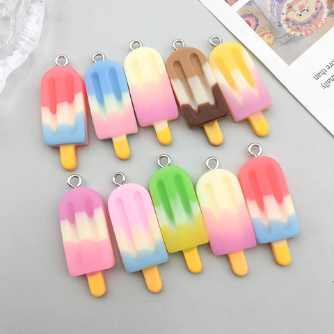Ciondoli Gelato Resina Sfumata Cartone Animato DIY Gioielli Pendenti Per Orecchini Collane Portachiavi Stile Kawaii