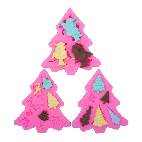 Stampo In Silicone Albero Di Natale Babbo Natale Fiocco Di Neve Decorazione Torta Fondente Cioccolato Fai Da Te