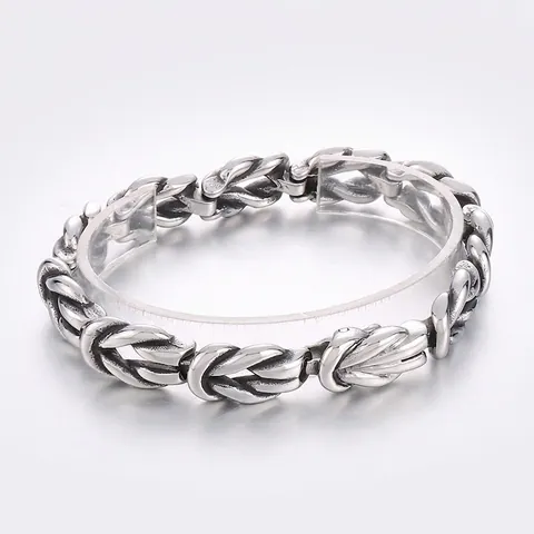 Pulsera Hombre Acero Inoxidable Diseño Nudo De Cuerda Retro Estilo Punk Cadena De Eslabones Simple Joyería Accesorios