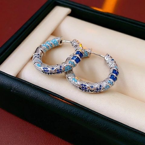Retro Oorringen Met 925 Sterling Zilveren Oorsteker Zirkoon Koper Luxe Vintage Mode Sieraden Voor Dames
