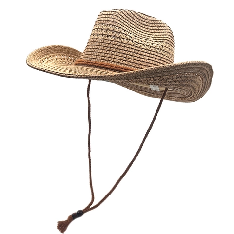 Chapeau De Paille De Cowboy Western Respirant Papier Protection Solaire Extérieur Plage Style Ethnique Bord Large Femmes Hommes