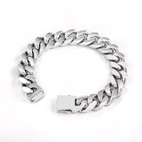 Heren Zware Cubaanse Schakelarmband 316L Roestvrij Staal Gepolijst Biker Punk Ketting Sieraden Mannelijke Stijl