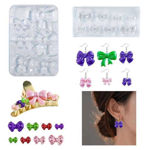 Bowknot Silicone Mold For Epoxy Resin DIY Jewelry Making Hairpin Earrings Crafting Tool Multi Cavity Flexible Durable