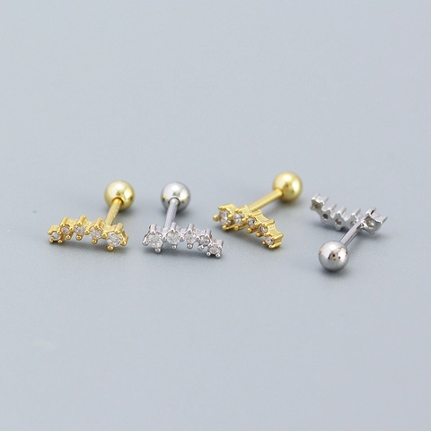 925 Sterling Silber Gebogene Ohrstecker Mit Zirkonia Schraubverschluss Minimalistischer Geometrischer Schmuck Für Damen