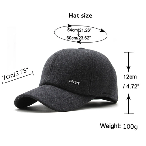 Herren Winter Baseballkappe Mit Ohrenklappen Wollen Warm Vlies Gefüttert Gehörschutz Verstellbar Sport Hut Für Ältere