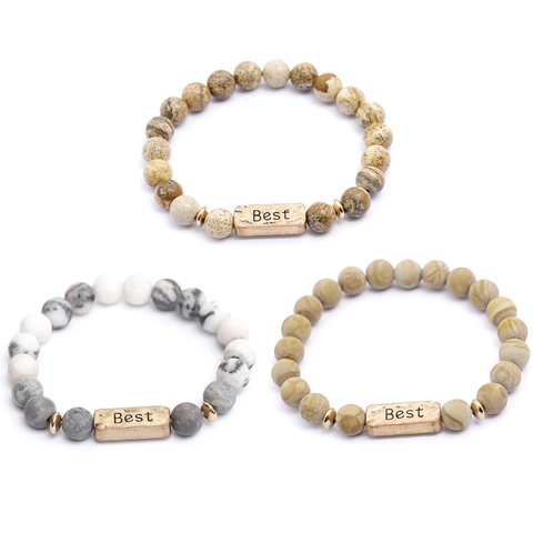 Natuursteen Yoga Energie Armband Best Gegraveerd Metalen Label Unisex Mode Kralen Armband Voor Meditatie Dagelijks Sieraden