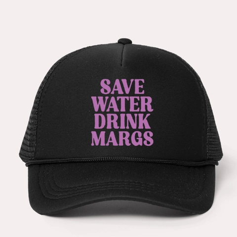 Cappello Trucker Rete Posteriore Regolabile Save Water Drink Margs Stampa Poliestere Protezione Solare Estate Esterna Retro Snapback
