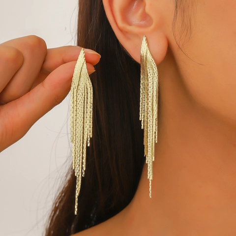 Elegant Long Tassel Dangle Earrings Shiny Rhinestone Cubic Zirconia Faux Artificial Pearl Metal Alloy For Women With Silver Earring Post Party