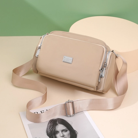 Bolso Bandolera De Nylon Para Mujer Impermeable Multi Bolsillos Bolso De Hombro Gran Capacidad Diario Casual Simple Elegante