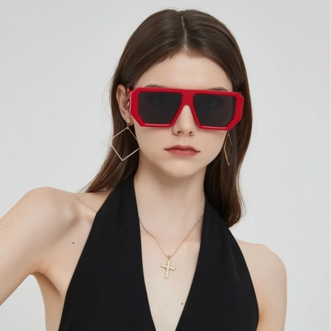Trendy Square Sunglasses Oversized Geometric PC Frame AC Lenses UV400 Protection Driving Travel Retro For Women Men