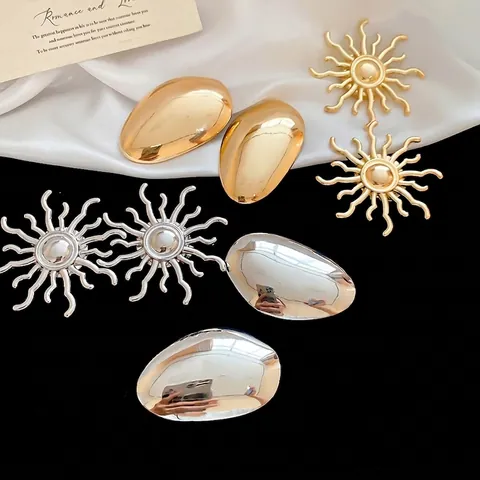 Spilla Spilla Girasole Geometrico Ovale Metallo Lega Moda Gioielli Minimalisti Per Donne Decorazione Per Abiti