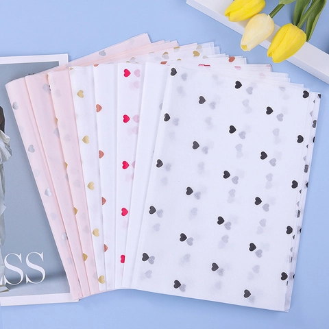 Heart Pattern Tissue Paper Semi Transparent Floral Bouquet Wrapping Material Gift Packaging For DIY Crafts Romantic Decorative