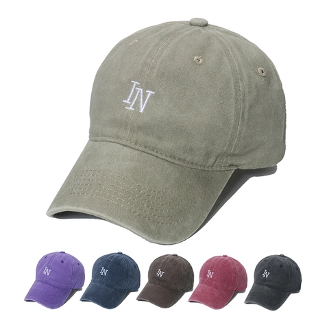 Washed Cotton Baseball Cap Distressed Vintage Letter Embroidery Curved Brim Adjustable Casual Outdoor Sun Hat
