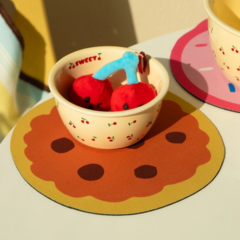 Set De Table En Diatomite Dessin Animé Absorbant Séchage Rapide Isolé Cookie Donut Tomate Boule De Riz Forme Mignon Antidérapant
