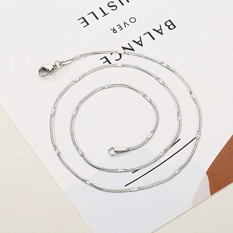 Snake Chain Necklace Stainless Steel Flat Twisted Engraved Pattern Minimalist Fashion Jewelry For Women And Men