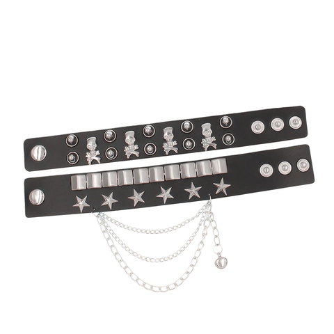 Punk Gothic Bracelet PU Leather Alloy Skull Rivet Studs Multi Layer Adjustable Streetwear Rock Wristband For Women Men