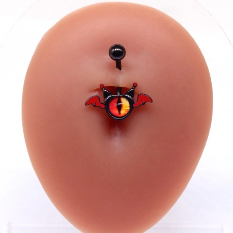 Gothic Bat Wing Evil Eye Belly Button Ring Punk Zinc Alloy Navel Piercing Jewelry For Halloween Party Women Accessories