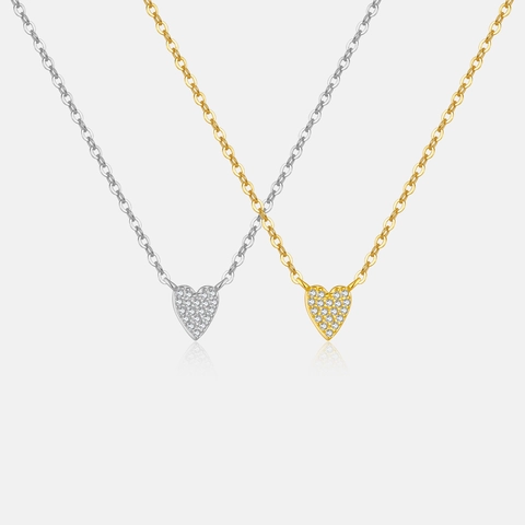 925 Sterling Silver Heart Pendant Necklace Pave Zircon Dainty Jewelry For Women Minimalist Elegant Fashion