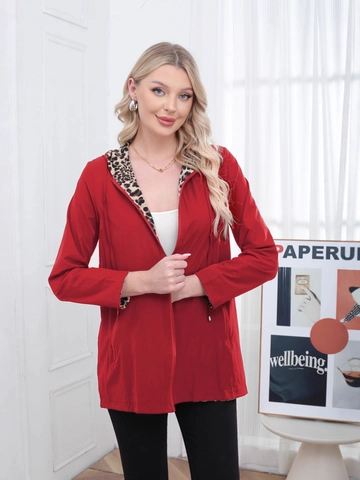Dames Lange Mouwen Jas Met Capuchon En Rits Halverwege De Lengte Trekkoord Taille Casual Luipaard Bloemenprint Bovenkleding