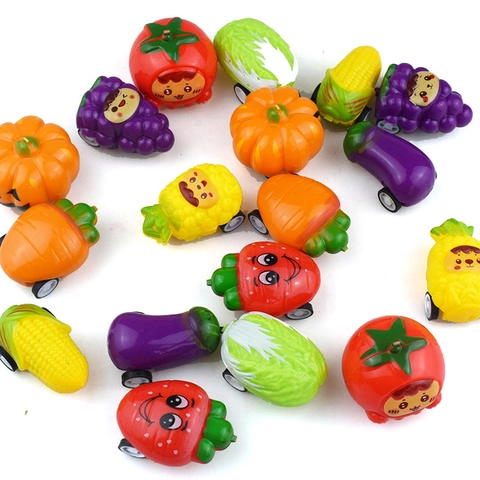 Cartoon Fruit Groente Vorm Terugtrekauto Speelgoed Plastic Voor Peuters Kids Party Gunsten Halloween Cadeau Novelty