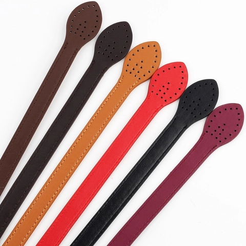 PU Leather Bag Handles Replacement Handbags Straps With Pre Punched Sewing Holes DIY Bag Accessories Crafting Leaf Shaped Ends