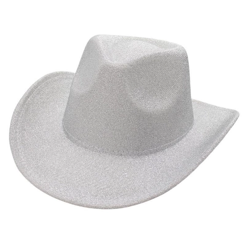 Western Cowboy Hat Frosted Glitter Jazz Fedora Hat Wide Brim Party Performance Sunshade Vintage Men Women Fashion Accessory