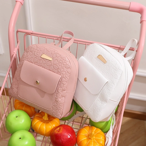 Mini Zaino Per Donna Goffrato Cuore Trifoglio Pelle PU Moda Piccola Borsa Da Scuola Con Hardware Dorato Regolabile