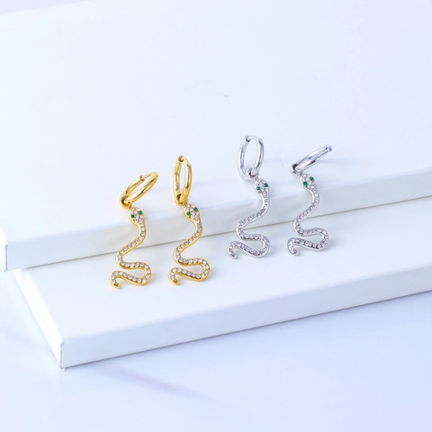 Orecchini a Cerchio Serpente in Acciaio Inossidabile Placcato Oro 18K per Donna Strass Moda Gioielli Animali Personalizzati