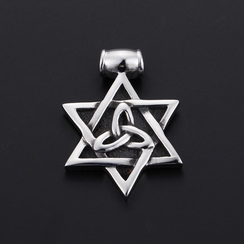 Pendente Esagramma Uomo Acciaio Inossidabile 316L Retro Punk Stella Di Davide Triquetra Nodo Celtico Vintage Gotico Gioielli