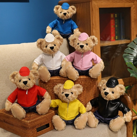 Orsetto Di Peluche Giocattolo Di Moda Con Giacca Con Cappuccio E Berretto Da Baseball Morbida Bambola Per Bambini