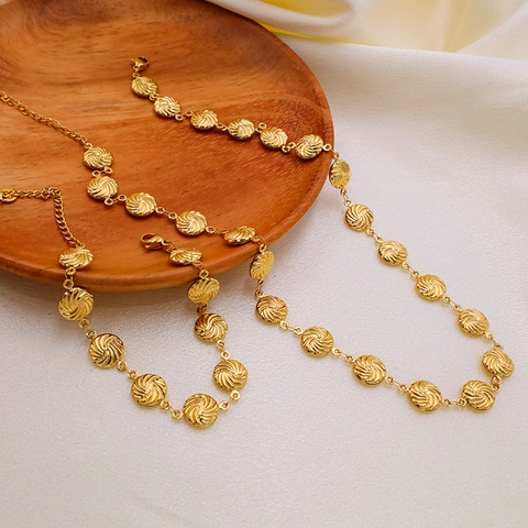 Ensemble de Bijoux en Acier Inoxydable Style Français pour Femmes Hommes Collier Pendentif Spirale Bracelet Plaqué Or