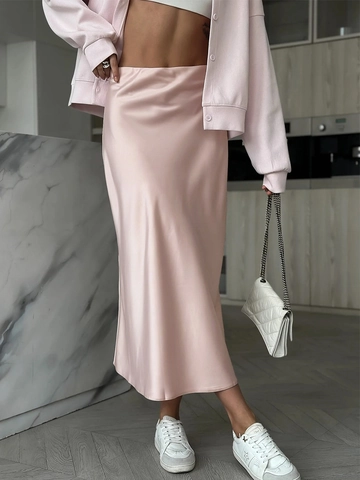 Elegant Women Satin Midi Skirt High Waist Satiny Fishtail Solid Color Polyester Dressy Casual Office