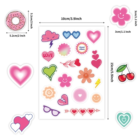 Frische Cartoon Deko-Sticker Selbstklebend Ästhetische Decals Für DIY Scrapbooking Journaling Kunst Handwerk