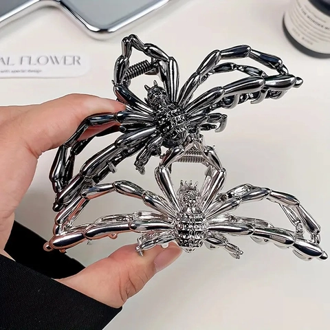 Molletta per Capelli Ragno Halloween in Lega Metallo Clip a Squalo Grande Gothic Punk Designer Accessori per Capelli Donna Regalo Festa