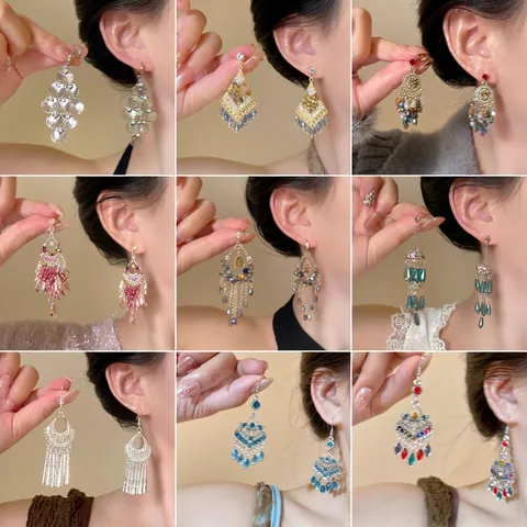 Pendientes Borla Bohemios Vintage Étnico Aleación Concha Cuentas Largos Mujer Poste De Plata De Ley 925