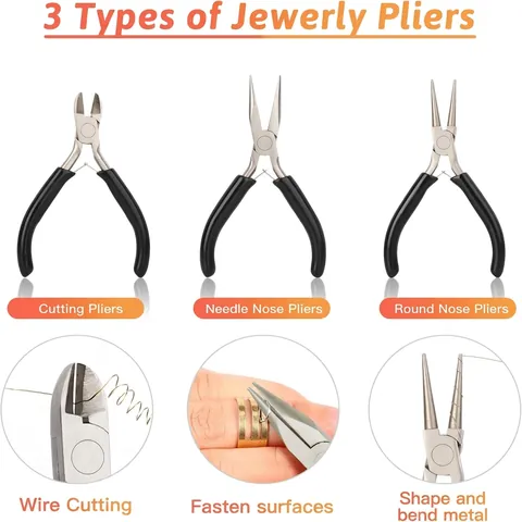 Jewelry Making Tools DIY Beading Supplies Including Pliers Copper Wires Findings For Jewelry Crafting Repair Beginners