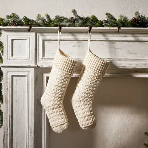 Calze Natalizie In Maglia A Trecce Acrilico Sacchetti Regalo Da Appendere Per Camino Decorazione Casa Stile Rustico