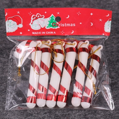 Christmas Candy Cane Hanging Ornaments Plastic Striped Decorations For Holiday Tree Party Home Decor