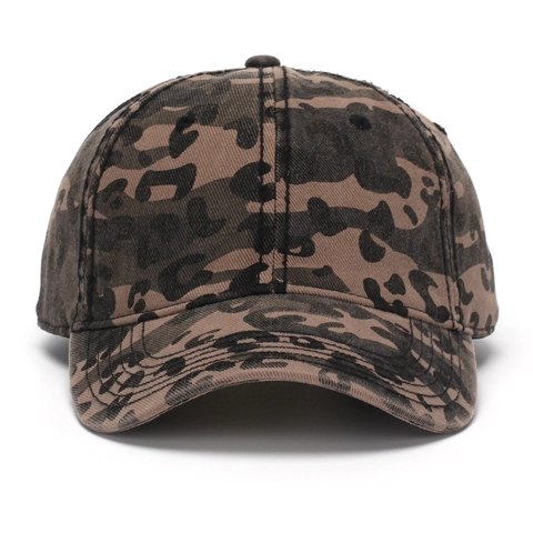 Casquette De Baseball En Coton Lavé Imprimé Léopard Camouflage Rétro Réglable Style Streetwear Chapeau Vintage