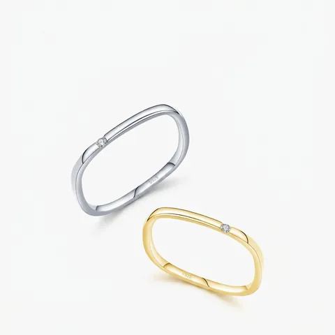 Minimalistischer 925 Sterling Silber Ring Mit Einzelnem Zirkon Geometrisch Quadratisch Unregelmäßig Dünnes Band Schmuck Für Damen