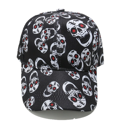 Halloween Baseball Cap Polyester Skull Pumpkin All Over Print Adjustable Punk Hip Hop Sunscreen Hat For Men Women Adult