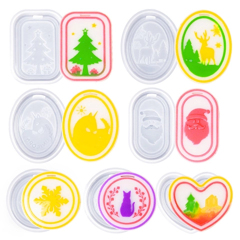 DIY Silicone Mold Christmas Tree Elk Unicorn Pattern Hanging Tag For Resin Wax Scent Tablets Jewelry Making Ornaments