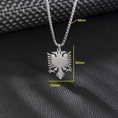 Collana Con Ciondolo Aquila A Due Teste Acciaio Inossidabile Stemma Albania Gioielli Stile Etnico Donna