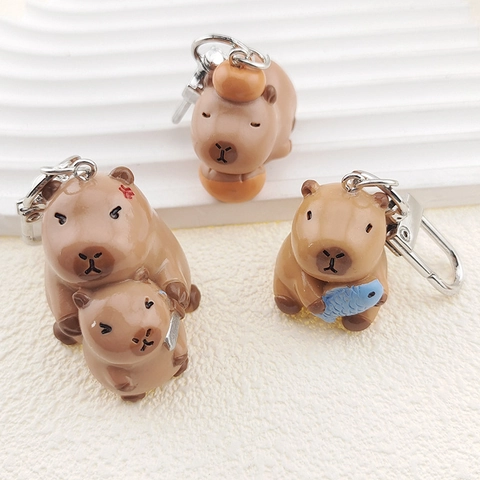 Portachiavi Capybara Carino Resina Cartone Animato Animale Accessorio Per Borsa Regalo
