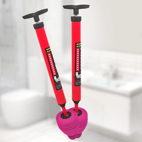 Manual Air Pressure Toilet Plunger Heavy Duty Drain Dredger Clog Remover For Bathroom Sinks And Pipes Plastic