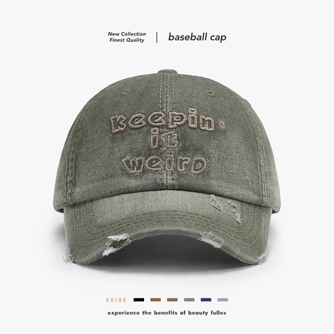 Cappellino Da Baseball In Cotone Lavato Vintage Distressed Ripped Ricamo Lettere Regolabile Dad Hat Per Uomini Donne