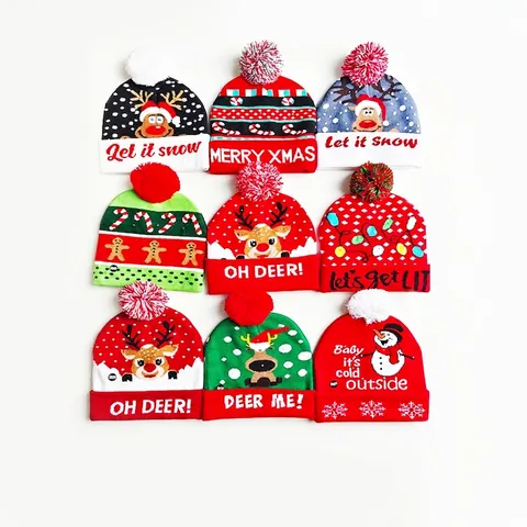 Gorro Y Bufanda De Navidad LED Gorro De Punto De Acrílico Luminoso Accesorios De Fiesta Para Adultos Niños